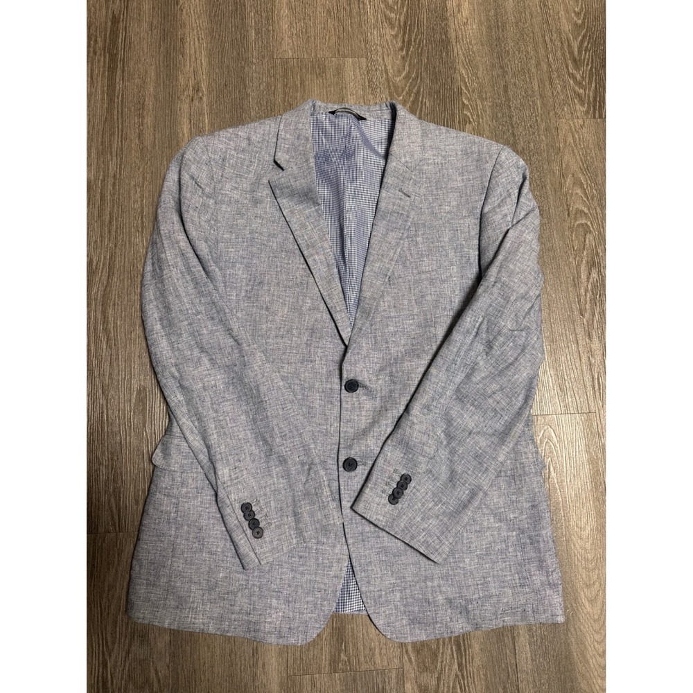 Banana Republic Mens 42R Standard Fit Linen Cotton Blazer Light Blue Sport Coat